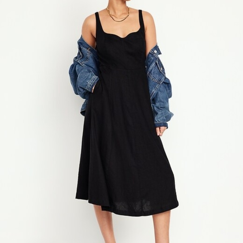 Old Navy Black Linen Sundress with Pockets